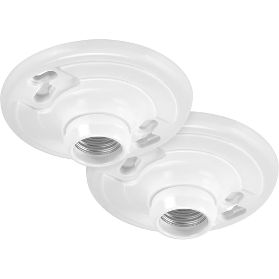 PETGLE Keyless Plastic Lamp Holder E26 Socket One-Piece Medium Base 2 Pack | Outlet Box Mount, 660W, Compatible with LED and Incandescent