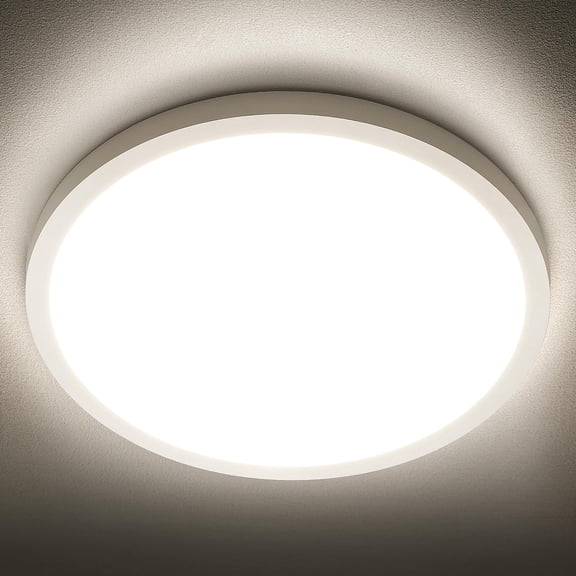 PETGLE LED Flush Mount Ceiling Light Fixture, 4000K Neutral White, 2400LM, 12 Inch 24W Round Ceiling Lights, 240W Equiv. Panel Lamp, Non-Dimmable