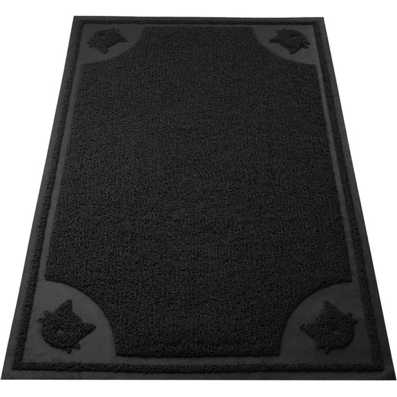 PETGLE- Large Cat Litter Mat, 23”x 35”, Black Cat Litter Box Mat, Cat Litter Mat Litter Trapping Mat, Cat Mats for Litter Large, Litter Mat for Litter Box, Large Litter Mat
