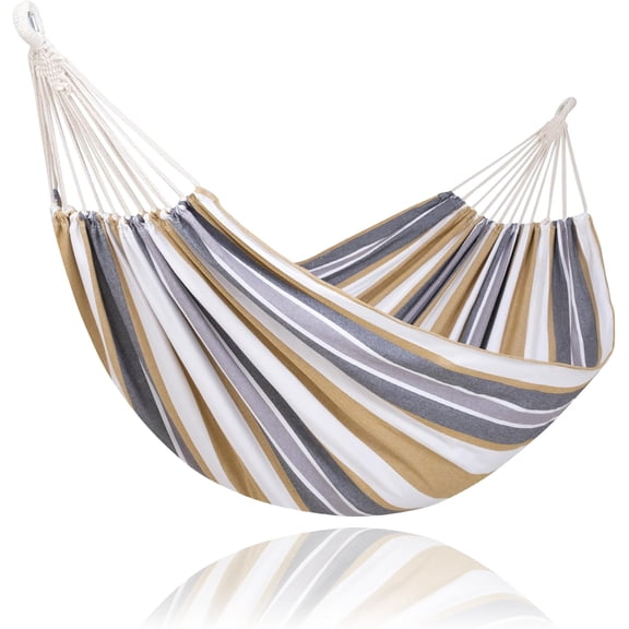 PETGLE Large Hammock for Tree, Outdoor Tree Fabric Hammock Only, Coffee Stripes