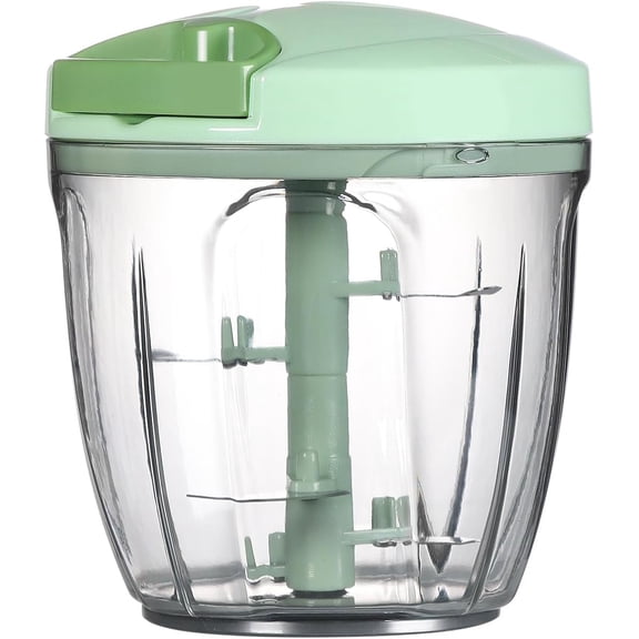 PETGLE Manual Food Processor Vegetable Chopper, Portable Hand Pull String Garlic Mincer Onion Cutter for Veggies, Ginger, Fruits, Nuts, Herbs, etc., 900ml, Green