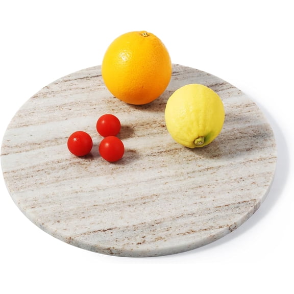 PETGLE Marble Cutting Board for Kitchen, 11"x11" Inches Small Stone Cutting Board, Round Marble Tray for Baking Charcuterie Pastry, Serving Tray for Countertop, Large Stone Slab