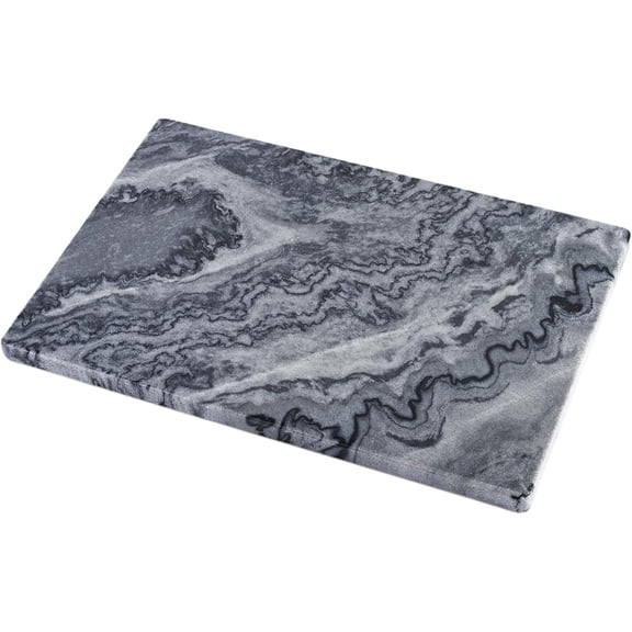 PETGLE Marble Cutting Board for Kitchen, 12x8 Inches Stone Slab Pastry Cheese Board, Rectangular Serving Tray for Bathroom Countertop, Marble Vanity Tray for Jewelry Cosmetics Perfume (Grey)