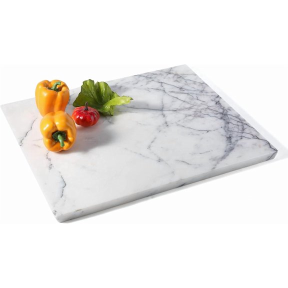 PETGLE Marble Cutting Board for Kitchen, 16x12 Inches Large Marble Slab Cheese Board, Rectangular Serving Board for Baking Charcuterie Pastry, Natural Stone Board for Countertop (Milas Lilac)