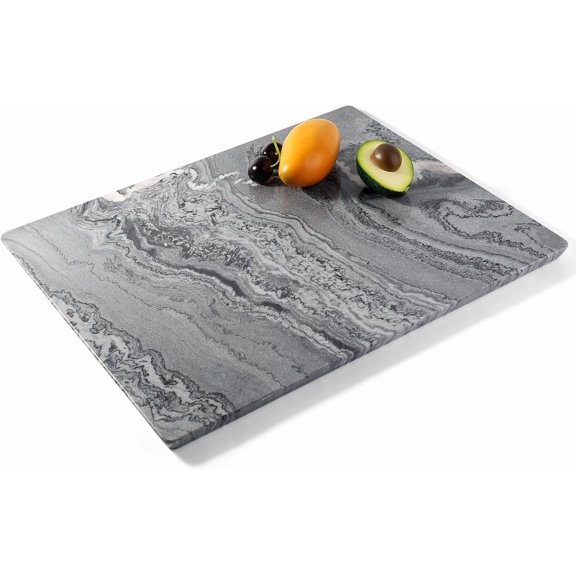 PETGLE Marble Cutting Board for Kitchen, 20x16 Inches Large Marble Slab Cheese Board, Rectangular Serving Board for Baking Charcuterie Pastry, Natural Stone Board for Countertop(Monte Grigio)