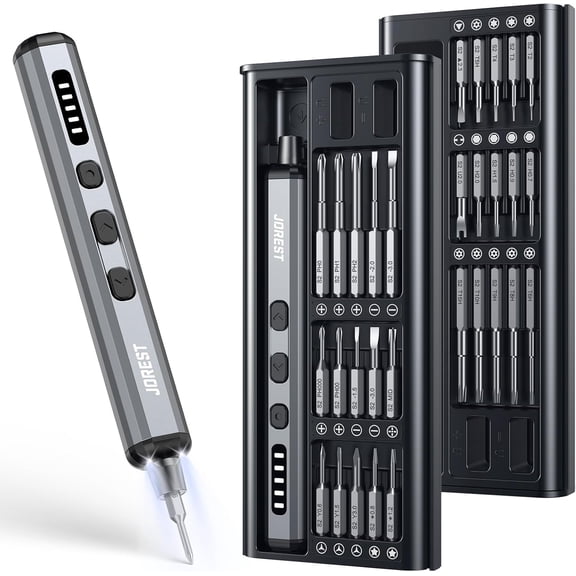 PETGLE Mini Electric Screwdriver, Small Cordless Precision Screwdriver set with 38 Magnetic Bits, 5 Torque Settings, Repair Tool for iPhones, Laptop, Drone, Game Console, Camera; Gift for Father