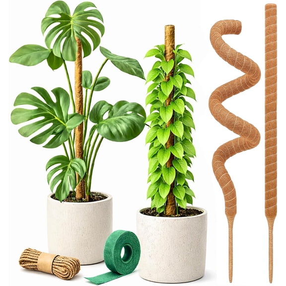 PETGLE Moss Pole Monstera Plant Support – 2 Pack 28” Bendable Moss Pole Monstera Plant Support, Plant Stakes for Indoor Plants, Tall Plant Sticks Support for Climbing Plants