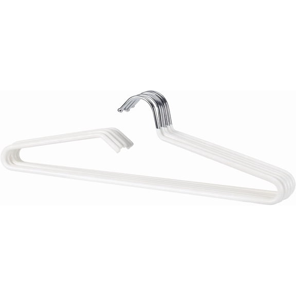 PETGLE Non-Slip Metal Clothes Hangers - 5 Pack, Space-Saving Short Neck Hangers for T-Shirts, Dresses, Tank Tops (White)