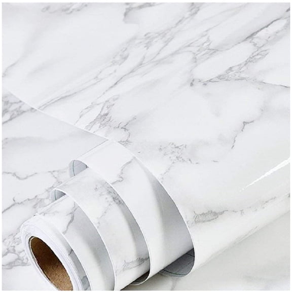 PETGLE Peel and Stick Marble Wallpaper 15.7'' x 236.2'' Marble Contact Paper for Cabinets and Drawers, White Gray Granite Self Adhesive Removable Kitchen Backsplash Vinyl Roll Wall Paper