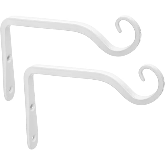 PETGLE Plant Hangers Indoor, 6 Inch Metal Plant Bracket, Decorative Wall Hooks for Hanging Plants, Bird Feeder, Flower Basket, Wind Chimes, Home Outdoor Decor, 2 Pack White