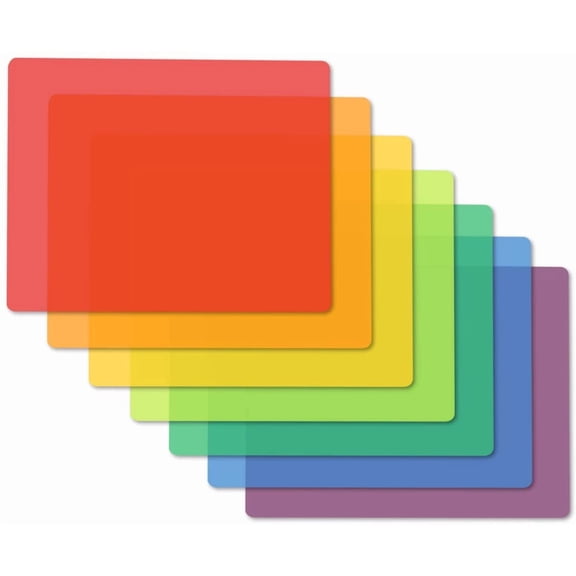 PETGLE Plastic Cutting Boards for Kitchen, Flexible Cutting Mats Set of 7, BPA-Free, Non-Porous, Dishwasher Safe, 15x12 In, 7 Translucent Colors