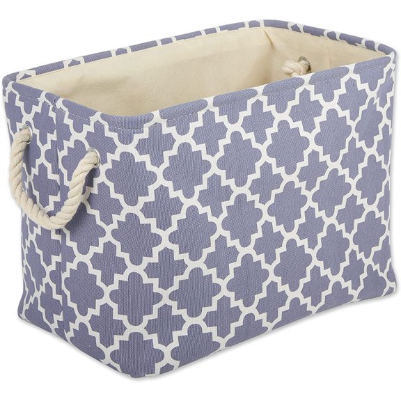 PETGLE Polyester Container with Handles, Lattice Storage Bin, Medium, Stonewash Blue