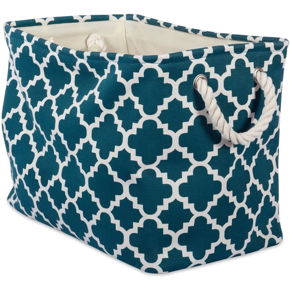PETGLE Polyester Container with Handles, Lattice Storage Bin, Small, Teal