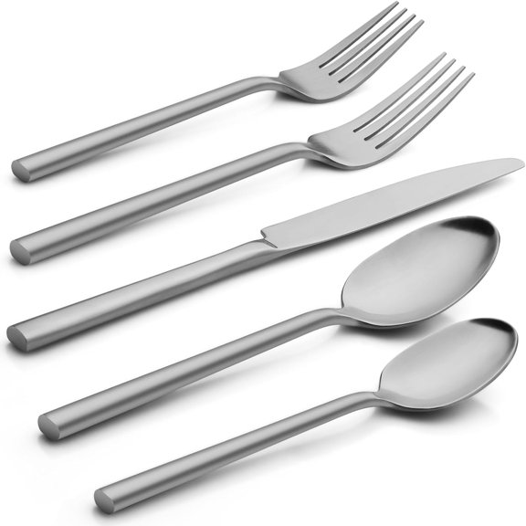 PETGLE Potter 20-Piece Forged Silverware Set, Service for 4 – Premium Stainless Steel Flatware Set, Modern Design with Satin Finish, Ideal for Home, Kitchen, Party, Camping