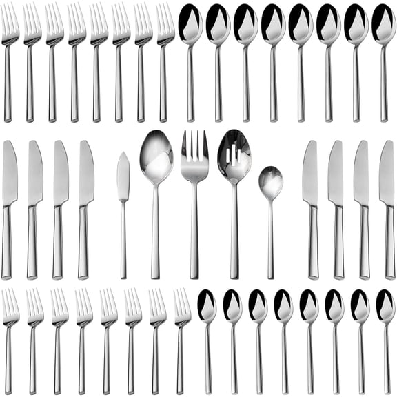 PETGLE Potter 45-Piece Forged Stainless Steel Flatware Set Cutlery Set,Service for 8,Silver Finish,Dishwasher Safe