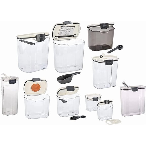 PETGLE ProKeeper Baker's Airtight Kitchen Storage Canister Container Set for Flour, Sugar & More, Keeps Ingredients Fresh, with Accessories (Multicolor, 10- Piece)