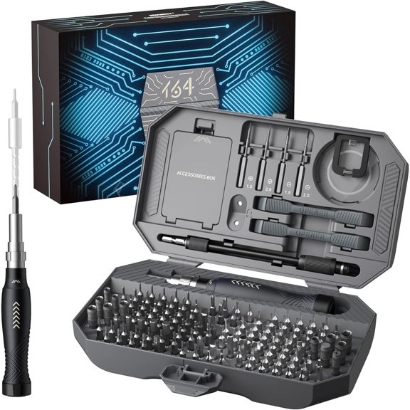 PETGLE Professional Screwdriver Set for Electronics Repair, Computer Screwdriver Kit with 126 Magnetic Precision Bit Set and Opening Tool Kit for Laptop, MacBook, iPhone, Tablet, Watch, Modding, DIY