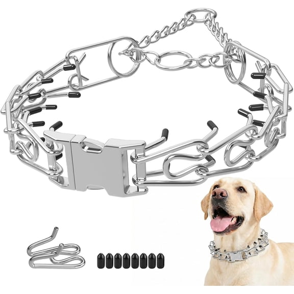 PETGLE Prong Collar for Dogs Training Collar, Adjustable Pinch Collar with Quick Release Buckle for Small Medium Large Dogs, No Pull Pinch Collar, Packed with One Extra Links,S