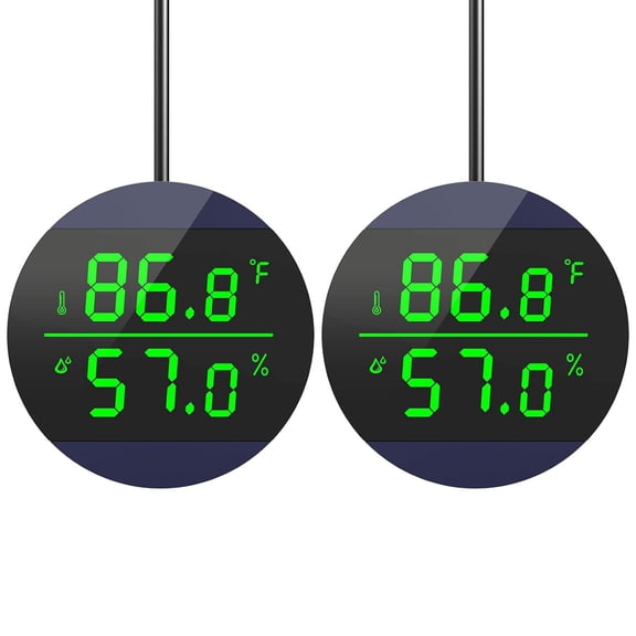 PETGLE Reptile Thermometer and Humidity Gauge, LED Digital Thermometer Hydrometer, Reptile Tank Accessories for Bearded Dragon, Crested Gecko, Snake, Lizard, USB Power Supply (2 Pack Blue)