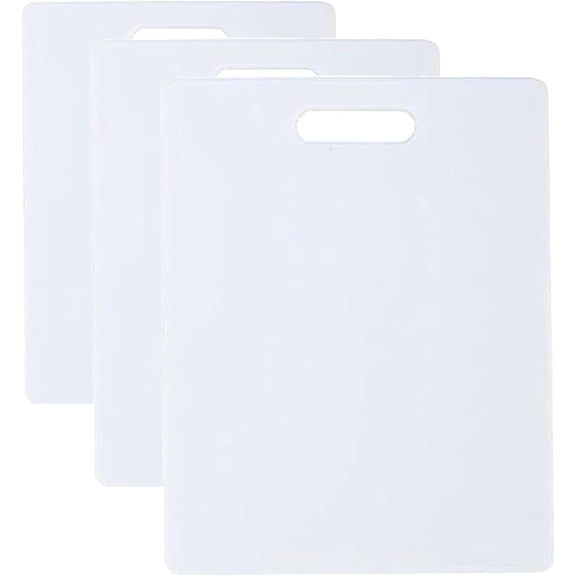 PETGLE Reversible Plastic Cutting Board,8x10 Inch,White,Dishwasher Safe,Non-Porous and Durable for Chopping,Slicing,Prep,Easy to Store,(Pack of 3)