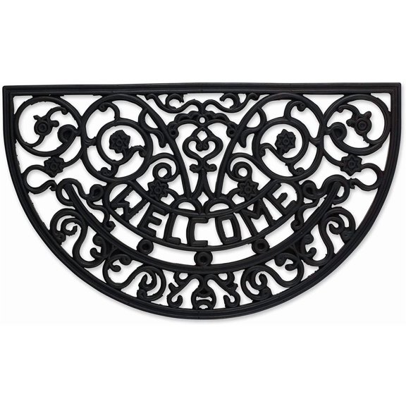 PETGLE Rubber Doormats Collection All Weather, 18x30, Welcome Half Moon