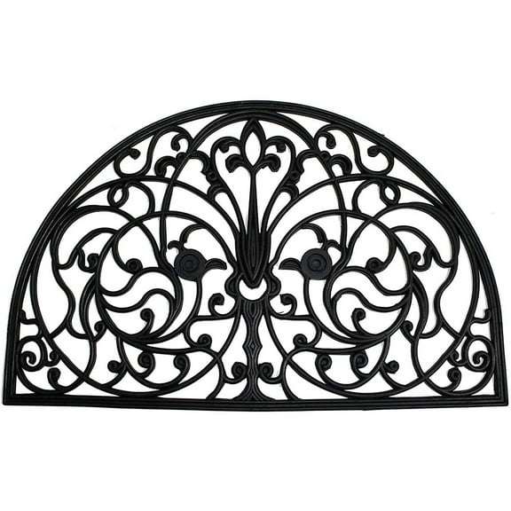 PETGLE Rubber Doormats Collection All Weather, 24x36, Wrought Iron Half Round