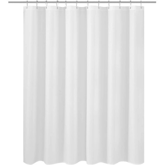PETGLE Short Fabric Shower Curtain Liner 60 inches Long, Hotel Quality, Machine Washable, White Shorter Bathroom Curtains with Grommets, 72x60