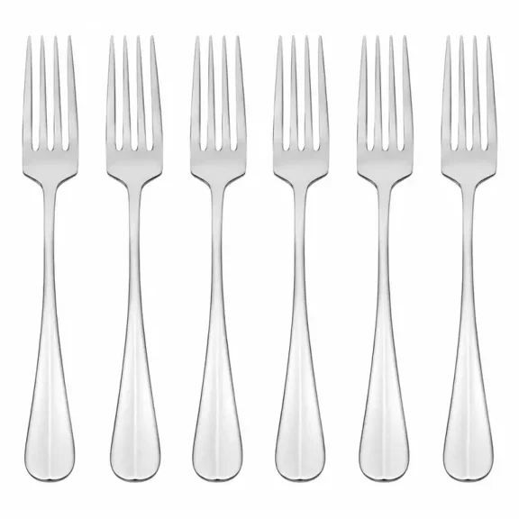 PETGLE Silver Dinner Fork Set, Service for 6 People, StainlessSteel Table Forks, SilverToned Utensils for Daily Household Dining and Casual Table Settings