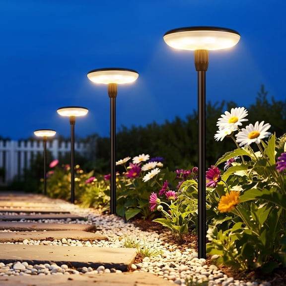 PETGLE Solar Pathway Lights Outdoor, 8 Pack Durable Metal Solar Path Lights, Auto On/Off Garden Lights Solar Powered, IP65 Waterproof Solar Lights Outdoor for Landscape, Path, Garden, Patio, Driveway