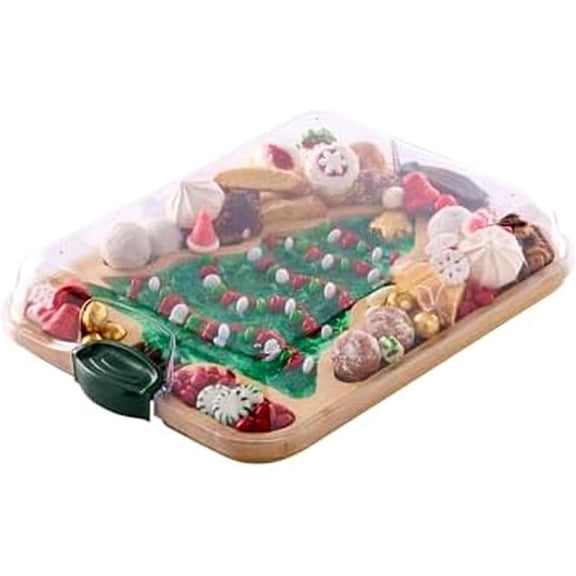 PETGLE Tree Build-A-Board with Clear Locking Lid – Holiday Prep and Serve Board for Charcuterie, Cookies, Candy, and Seasonal Entertaining