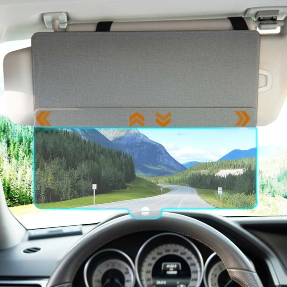 PETGLE Upgraded Car Sun Visor Extender, Polarized Sun Blocker, Sunshade Lens Magnetic Connection Adjustable 4 Directions, Anti-Glare,Protects from Sun Glare, Snow Blindness & UV Rays,Grey