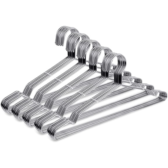 PETGLE Wire Coat Hangers - 17.7 Inch Heavy Duty Stainless Steel Hangers (50 Pack)
