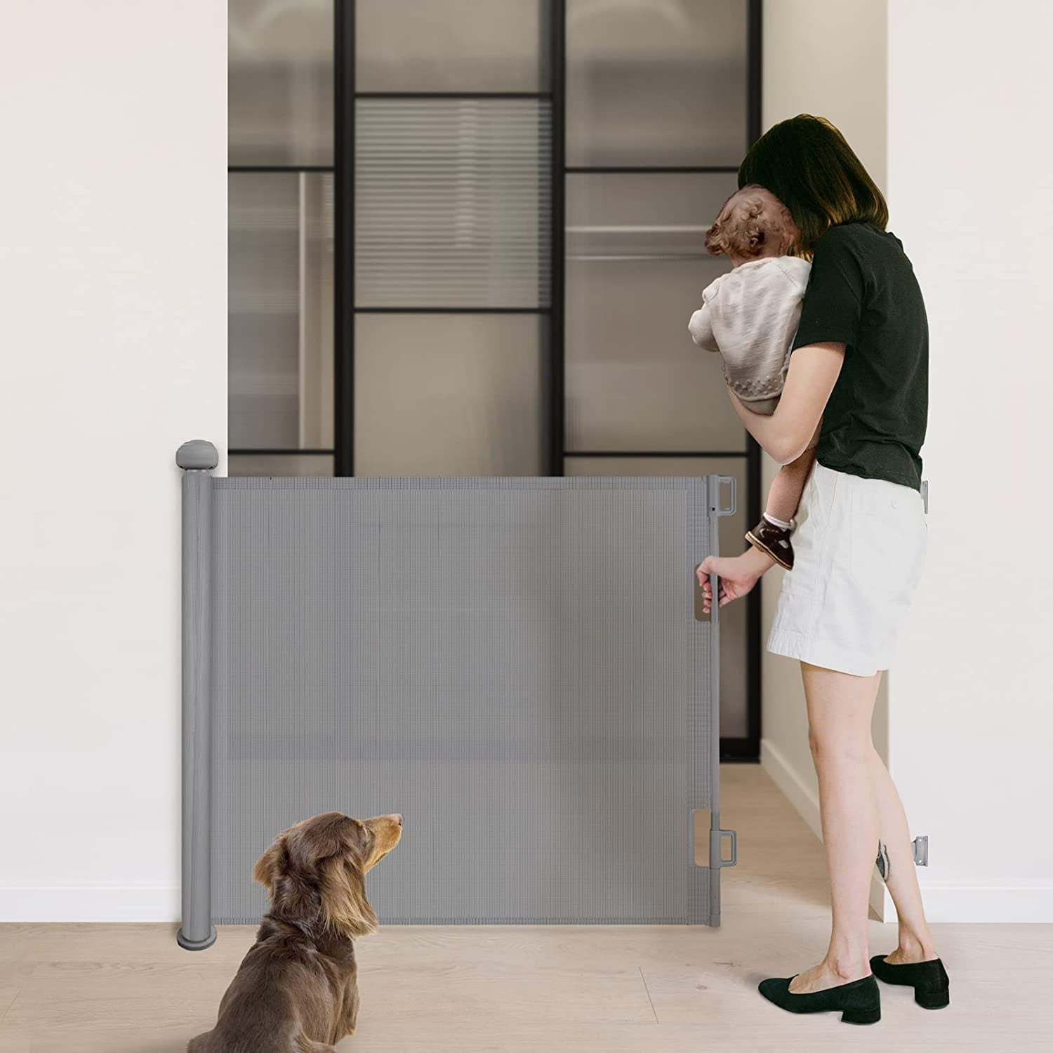 Retractable Baby Kids Safety Gate Child Barrier Extra Wide Mesh Safety Door For Stairs Doorways Hallways Indoor Outdoor Pet Dog Gate Buy Cheaply On