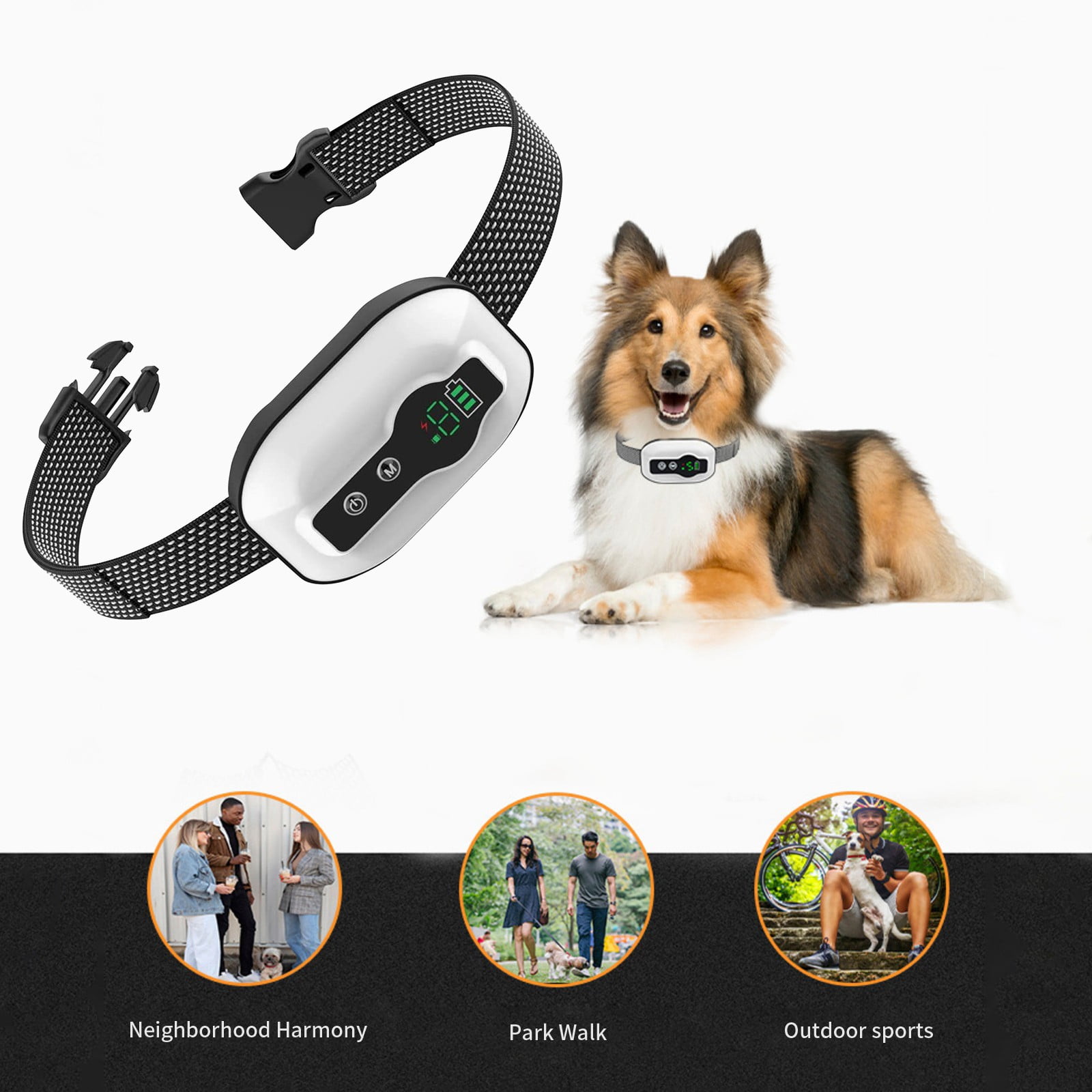 PETHOME Dog Bark Control Collar, RechargeableBarking Dog Training Collar, Rechargeable Stop