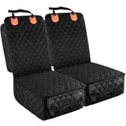 SMATTO 2 Pack Dog Car Seat Cover for Front Seats, Full Protection Dog Car Seat Cover with Side Flaps, Nonslip Scratchproof Captain Chair Seat Cover Fits for Cars, Trucks, SUVs, Jeep, Black