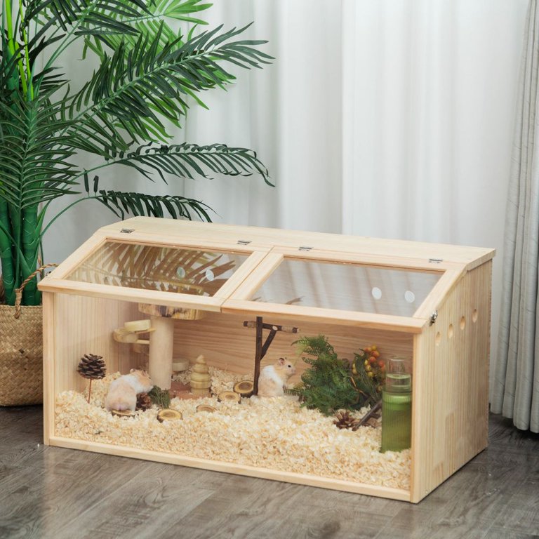 Hamster Cage Large 24" Wooden Hamster Cage With Acrylic Panels - Open ...
