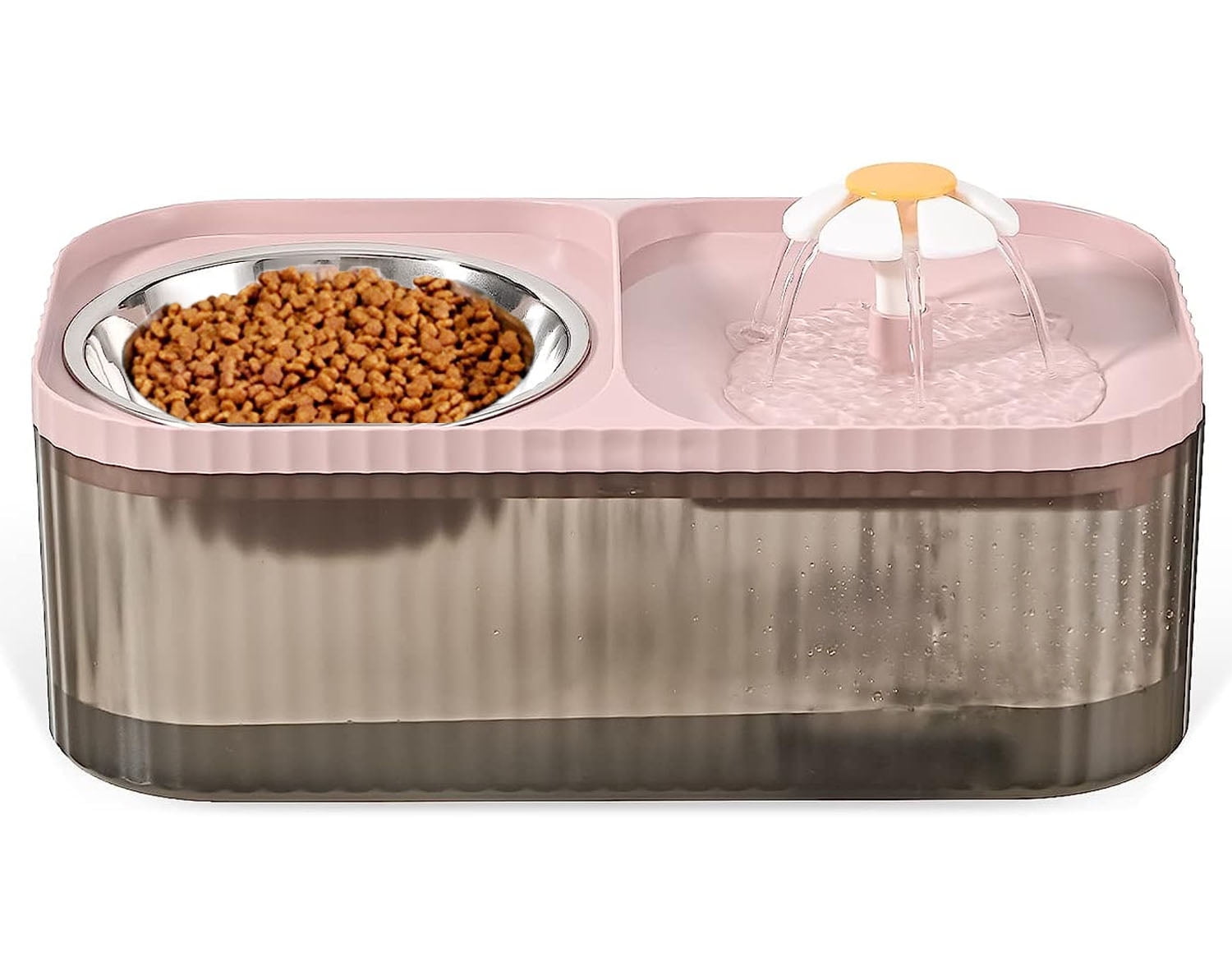 PETIMI 105oz/3L Automatic Cat Water Fountain, Stainless Steel Bowl, Pink - Clean & Healthy Drinking for Your Pets