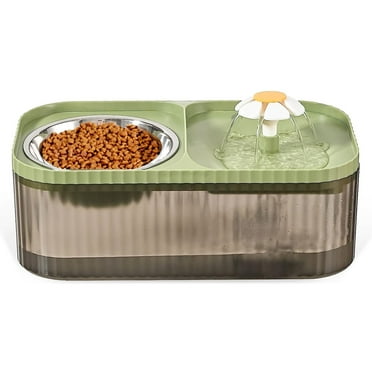 PETIMI 105oz/3L Automatic Cat Water Fountain, with Stainless Steel Bowl, Green - Fresh and Filtered Water for Cats, Dogs