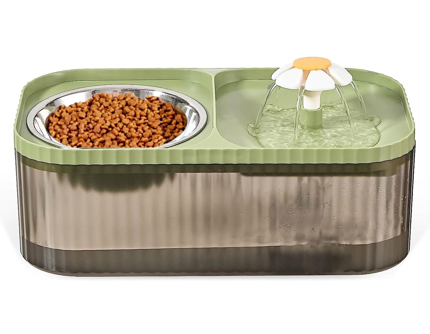 PETIMI 105oz/3L Automatic Cat Water Fountain, with Stainless Steel Bowl, Green - Fresh and Filtered Water for Cats, Dogs