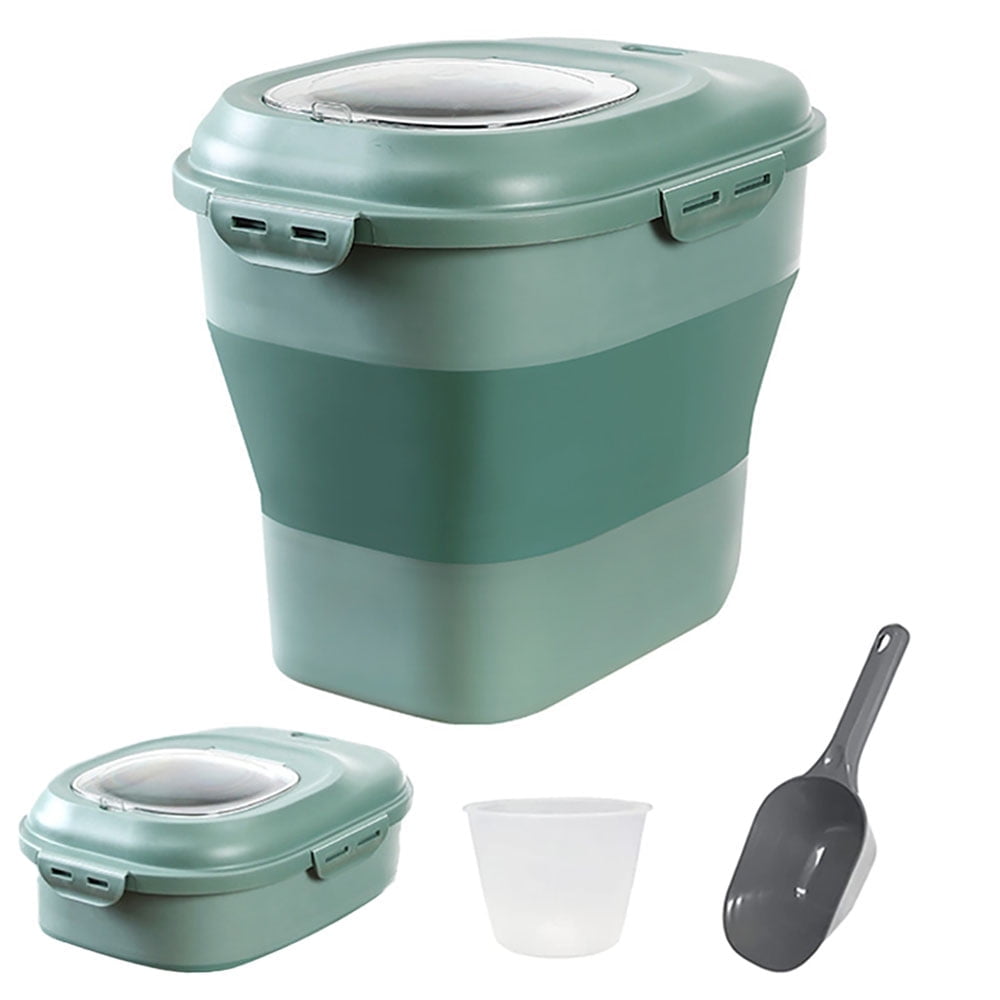 PETIMI Rolling Dog Food Storage Containers 35 lbs Capacity Airtight with Wheel Lids Green Walmart