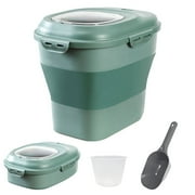 PETIMI Dog Food Storage Containers with Wheel Lids, Green, Airtight, 35 lbs Capacity