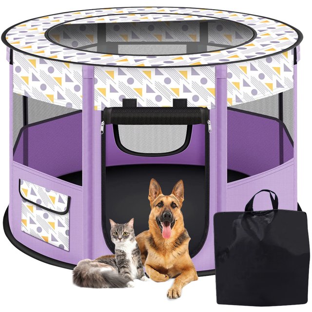 PETIMI Portable Pet Playpen, Foldable Dog Playpen Cat Playpen, Pet Tent
