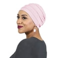 thumbnail image 1 of PETITE Bamboo 3 Seam Turban Hat Chemo Headwear for Small Heads 50+ UPF (Pink), 1 of 2