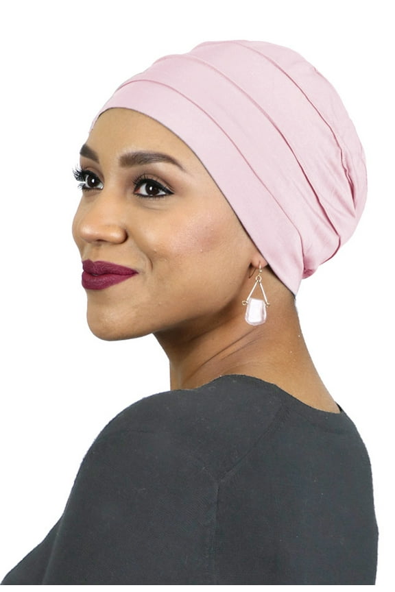 PETITE Bamboo 3 Seam Turban Hat Chemo Headwear for Small Heads 50+ UPF (Pink)