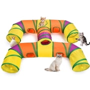 Petizer H-4-Way Collapsible Cat Tunnel, Tear-Resistant Interactive Pet Tube Toy with Dangling Ball for Indoor Cats, Kittens & Small Pets