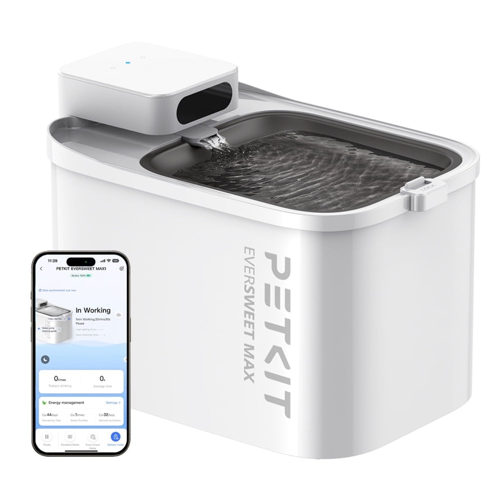 PETKIT EVERSWEET MAX Cordless Cat Water Fountain, 105 fl oz/3L Automatic Pet Water Dispenser for Cats, Dogs - Includes Replacement Filters