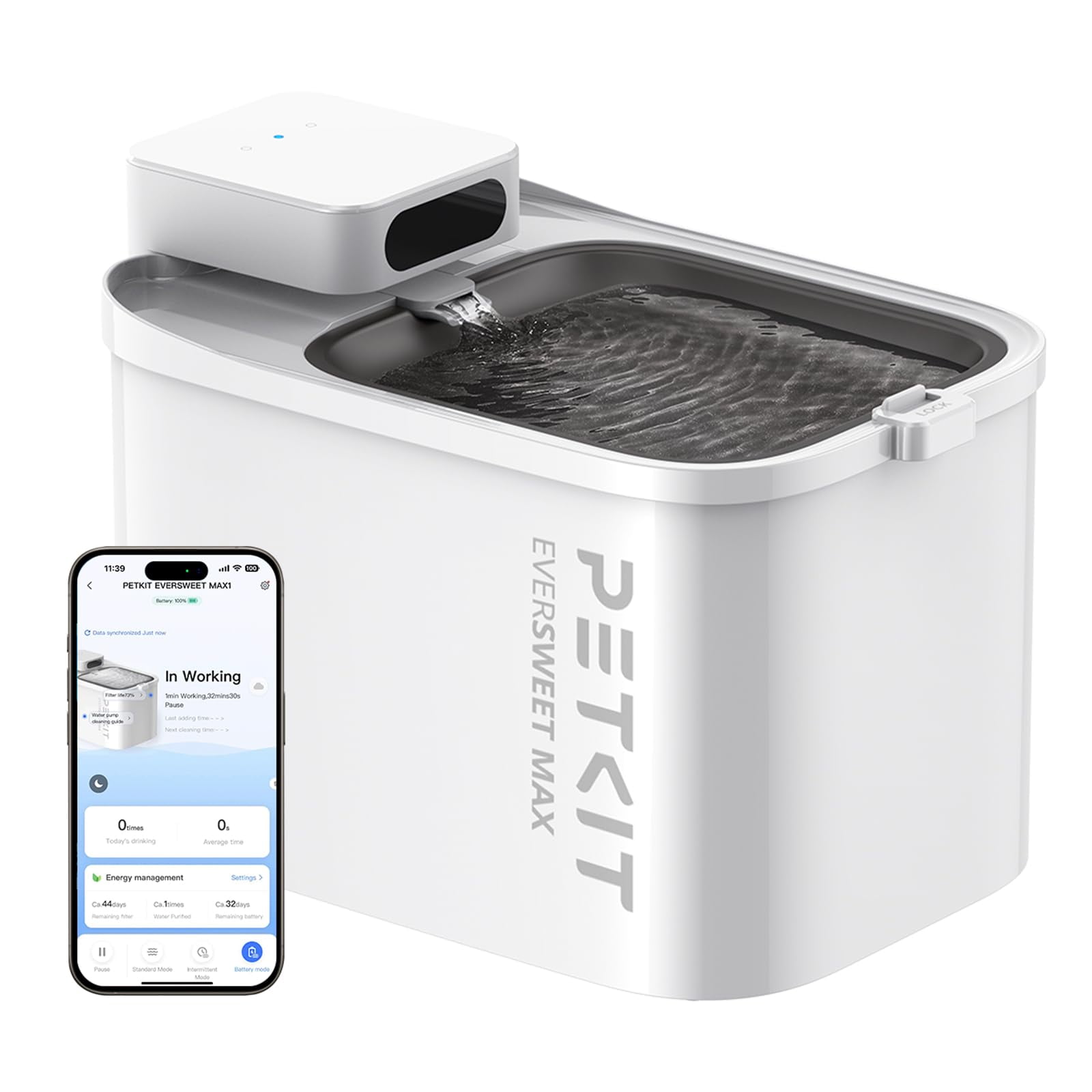 PETKIT EVERSWEET MAX Cordless YPF5 Cat Water Fountain, 105 fl oz/3L Pet