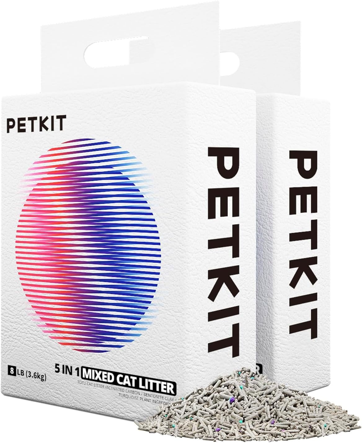 PETKIT Everclean 5 in 1 Mixed Cat Litter,Strong Clumping Cat Litters,Odor Control and Unscented Ultra Absorbent Water Flushable Bentonite Tofu Cat Litter,Dust-Free,8 lbs/Bag