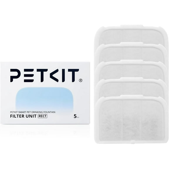 PETKIT Filter Unit Rect for EVERSWEET MAX Cordless Water Fountain, Replacement for 105 fl oz/3L Automatic Cat Fountain, 5 pack