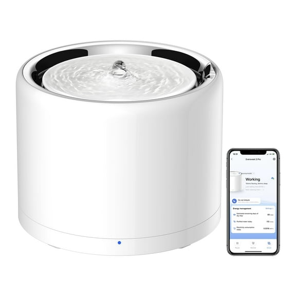 PETKIT Pet Fountain,Cat Water Fountain,Stainless Steel Cat Dog Water Fountain with Wireless Pump,App Control, Ultra Quiet & LED Indicator